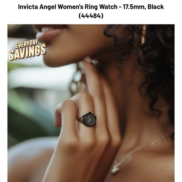 Invicta Angel Women's Ring Watch 17.5mm, Black (44484) $199 MSRP-NEW IN BOX - Picture 6 of 12